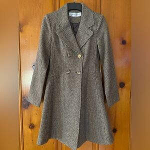 Hopeless Romantic Lined Brown Houndstooth Tweed Coat